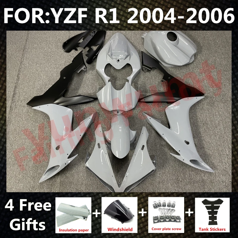 

Новый комплект обтекателей для мотоцикла ABS, подходит для YZF R1 2004 2005 2006 YFZ-R1 04 05 06, Обтекатели для кузова, серые, черные