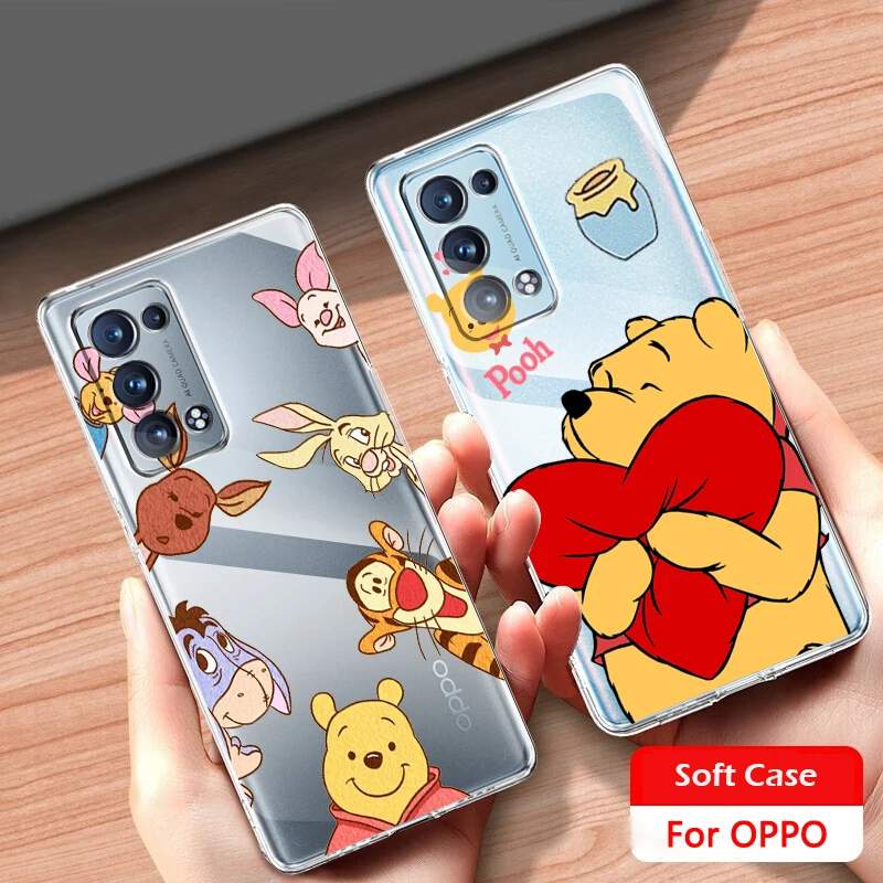 

Winnie the Pooh Disney Art Transparent Phone Case For OPPO Find X5 X3 Neo Lite F21 Pro A96 A57 A74 A76 A72 A55 A54S A53 A16 A9