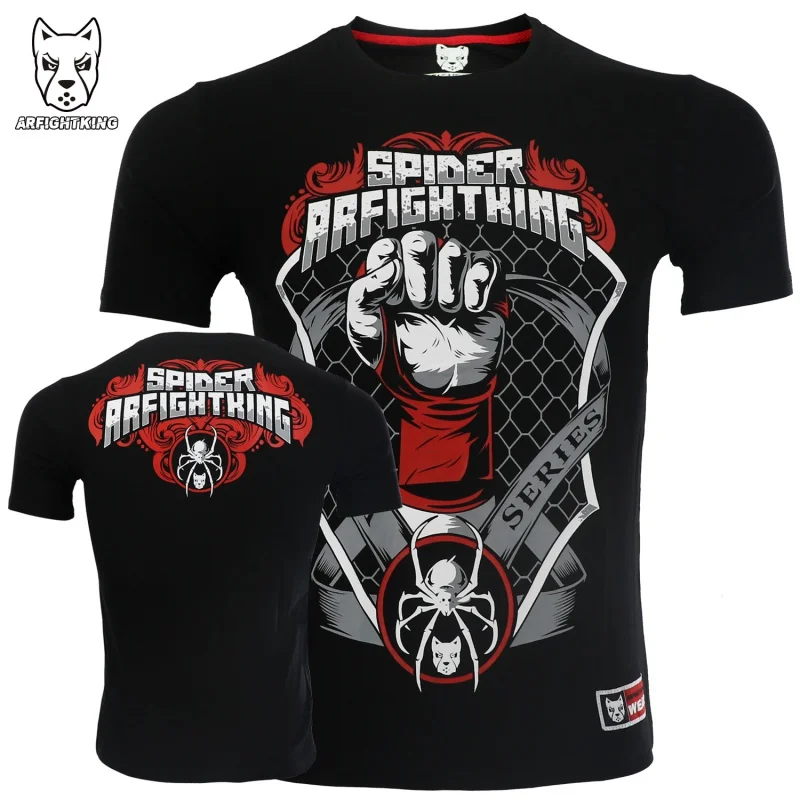 

MMA Spider Fist Breathable Short Sleeve Fight Muay Thai Sanda Sports Jiu Jitsu T-shirt Comprehensive Fighting Training Fitness