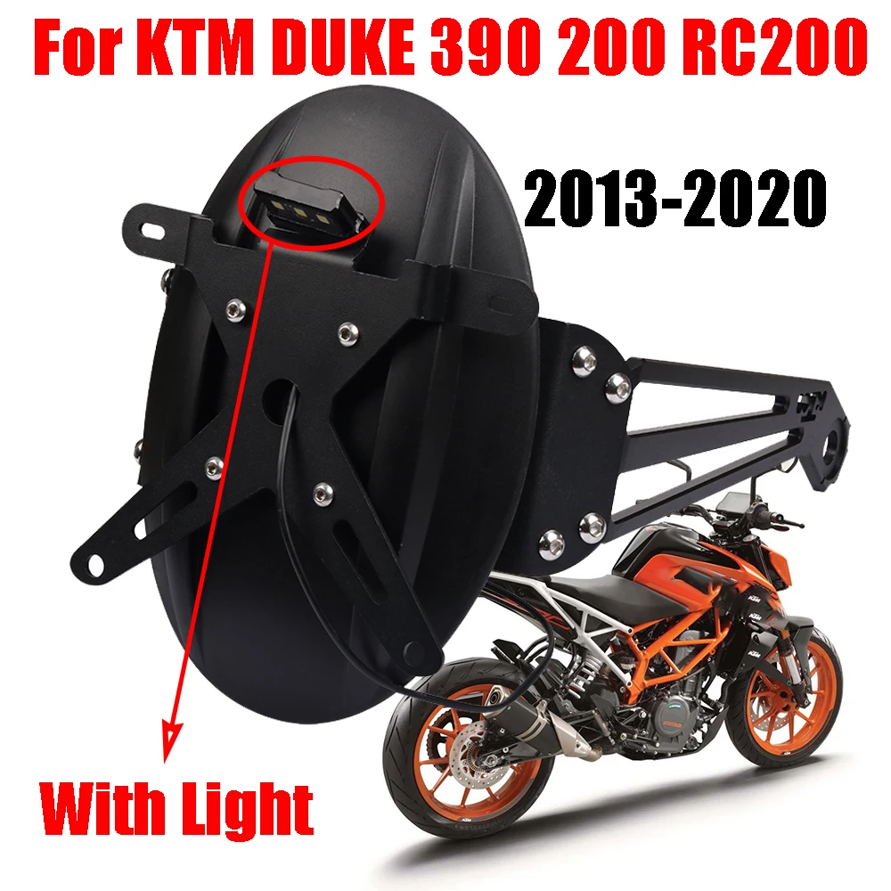 

For KTM Duke 390 200 DUKE DUKE390 RC 200 RC200 2013-2020 Motorcycle Rear Fender Mudguard with License Plate Light Bracket Holder