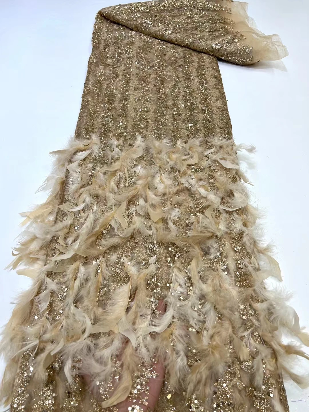 

Latest African Sequins Lace Fabric 2022 Classic Luxury Nigeria French Sequince lace Fabric For wedding party Sewing
