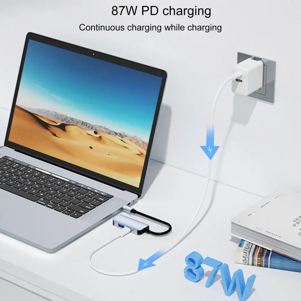 

Multiport Convenient 3 in 1 USB C Dongle Adapter Lightweight Computer Hub Stable Output Computer Accessories