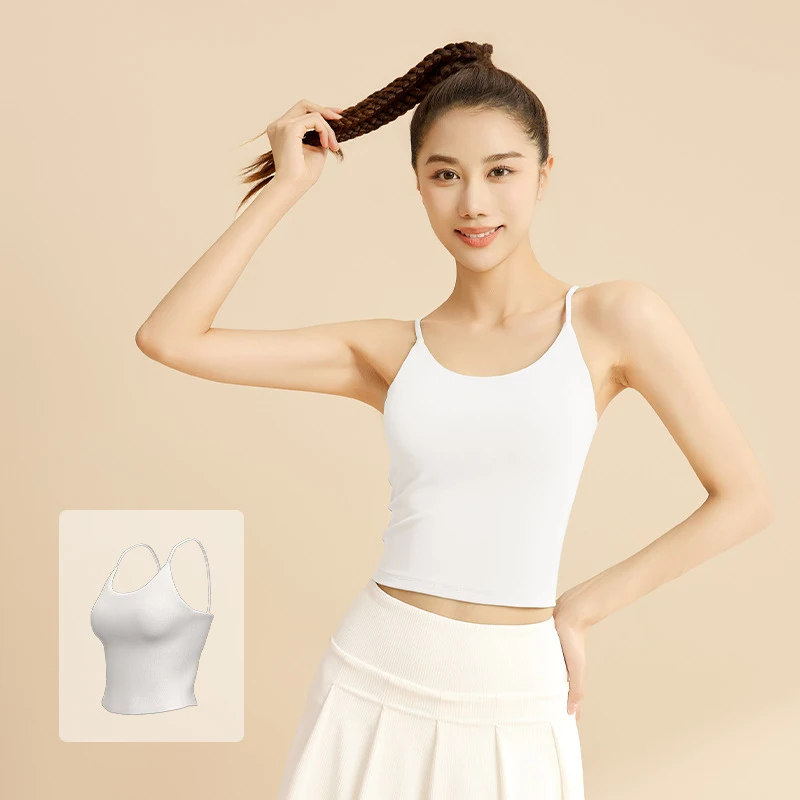 Майка для йоги PINGNIAO Женская однотонная спортивный бюстгальтер с чашками пуш-ап