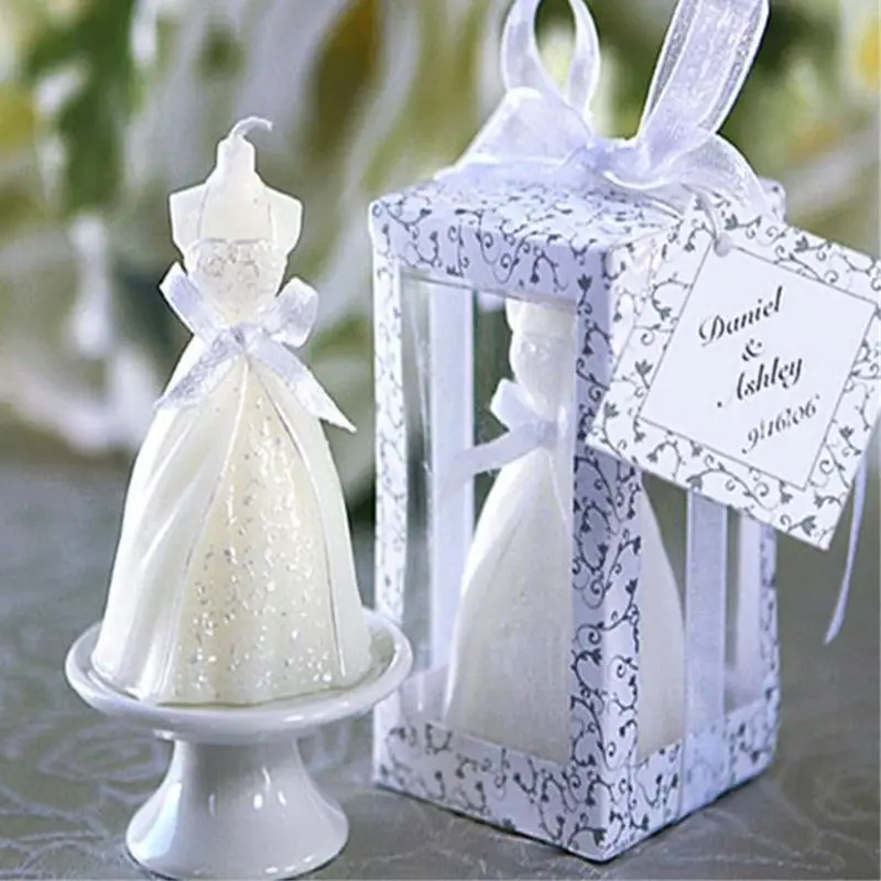 

1PC White Bride Dress Shape Design Candle,Elegant Bridal Boxed Candles Valentine's Day Wedding Party Surprise Decor Gifts свечи