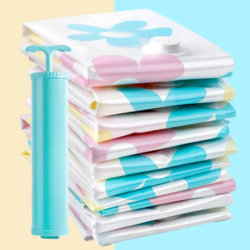 

11PCS Vacuum Bag Storage Bag Home Organizer Foldable Clothes Organizer Seal Compressed Travel Saving Bag Package With Hand Pump