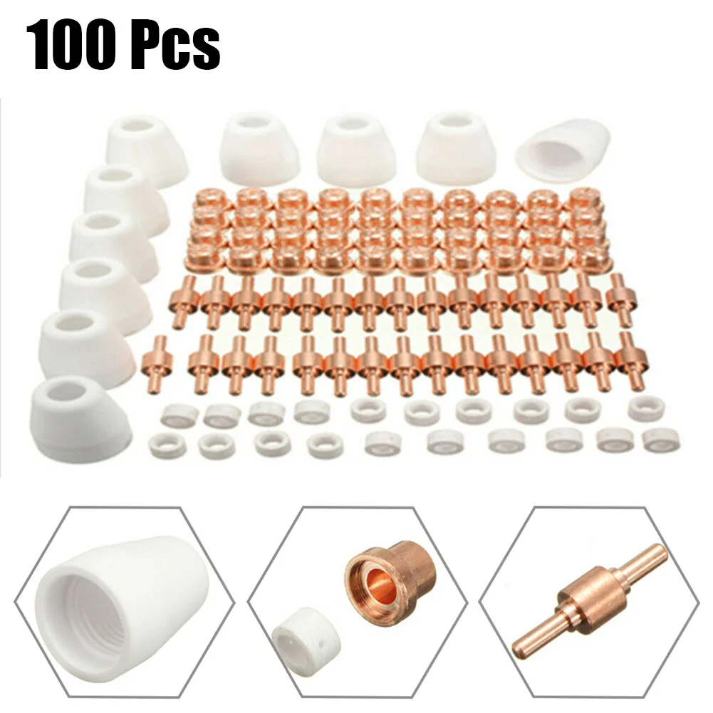 

100PCS Plasma Electrode Tip LG40 PT31 CT312 CUT50 Vortex Ring Advanced Shield Cup Consumables Copper For CUT40