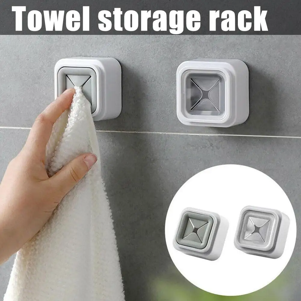 

Non Punching Towel Holder Storage Rack Space-saving Hanger Stopper Organizer Bathroom Waterproof Wall Hook Kitchen Towel Cl T4c9