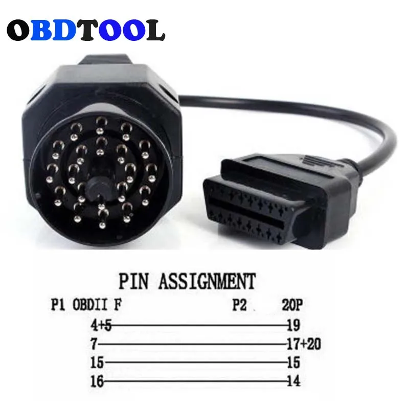 

Кабель-переходник OBD для BMW, 20-контактный адаптер OBD2, 16-контактный удлинитель OBD2, 16-контактный женский кабель для BMW E36 E39 X5, Автомобильный Кабель Obd