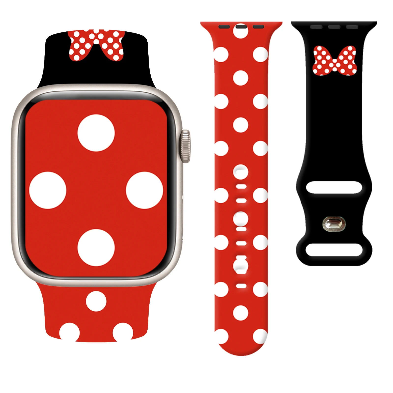 Фото Ремешок с принтом Disney Mickey Series 2 для Apple Watch 11 10 9 8 7 SE, водонепроницаемый мягкий сменный силиконовый ремешок 45 мм 44 мм 42 мм 46 мм №1