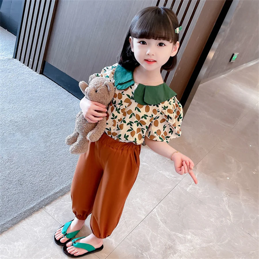 

Комплект одежды для маленьких девочек из 2 предметов, летняя одежда для девочек, футболка с коротким рукавом и шорты, милые хлопковые топы, детский спортивный костюм, мягкая одежда