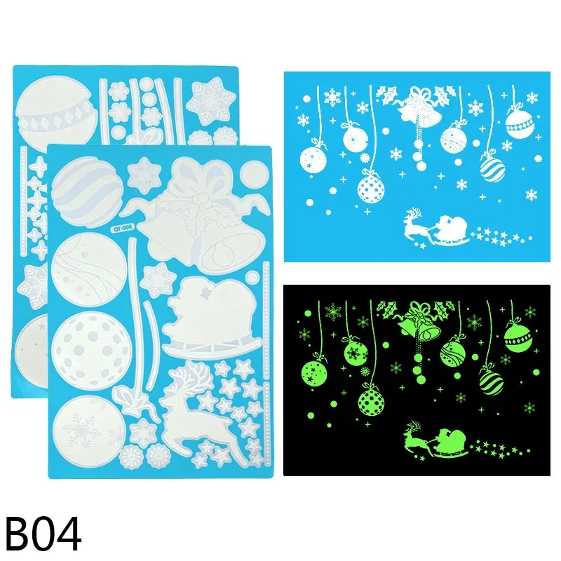 MOONBIFFY Светящиеся рождественские наклейки ЛОСЬ Снежинка