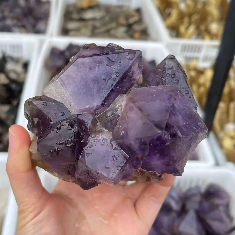 

Natural Amethyst Cluster Geode Irregular Purple Quartz Stone Point Wand Energy Healing Mineral Crystal Rock Specimen Room Decor