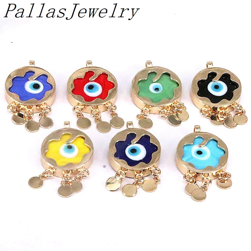 

10Pcs Lampwork Eye Tassel Charms Pendant Lucky Turkish Eyes Copper Pendants Necklace Earring Accessory for Men Women Gifts