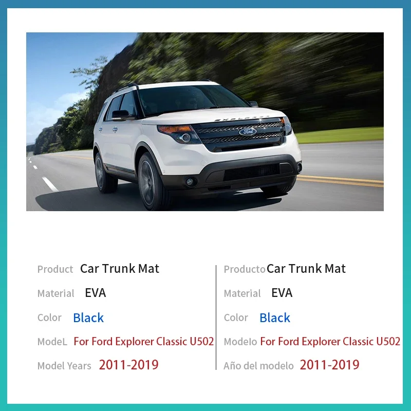 Фото Для Ford Explorer Classic U502 аксессуары 2011 ~ 2019 2013 авто коврик в багажник напольный поднос вкладыш грузовой багажник ковер водонепроницаемый противоскользящий №2