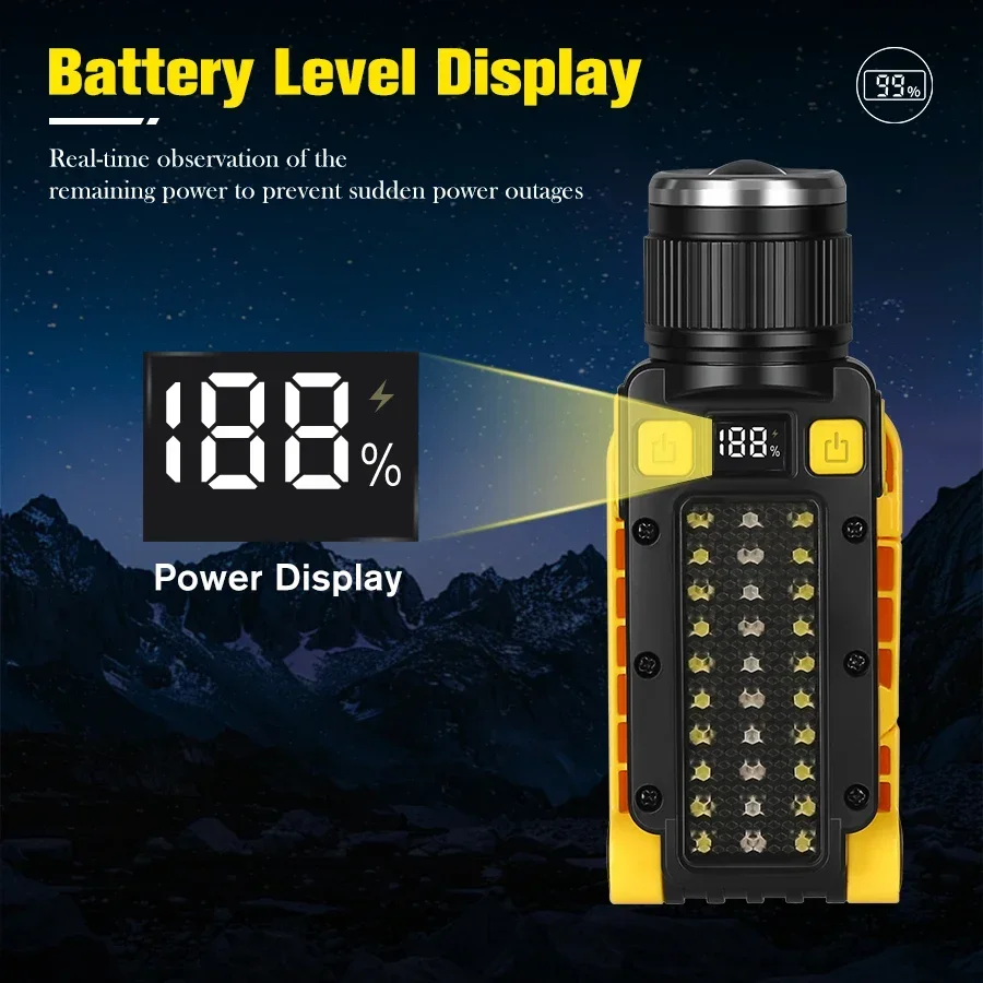 Перезаряжаемый магнитный рабочий фонарь с 7-режимным фонариком