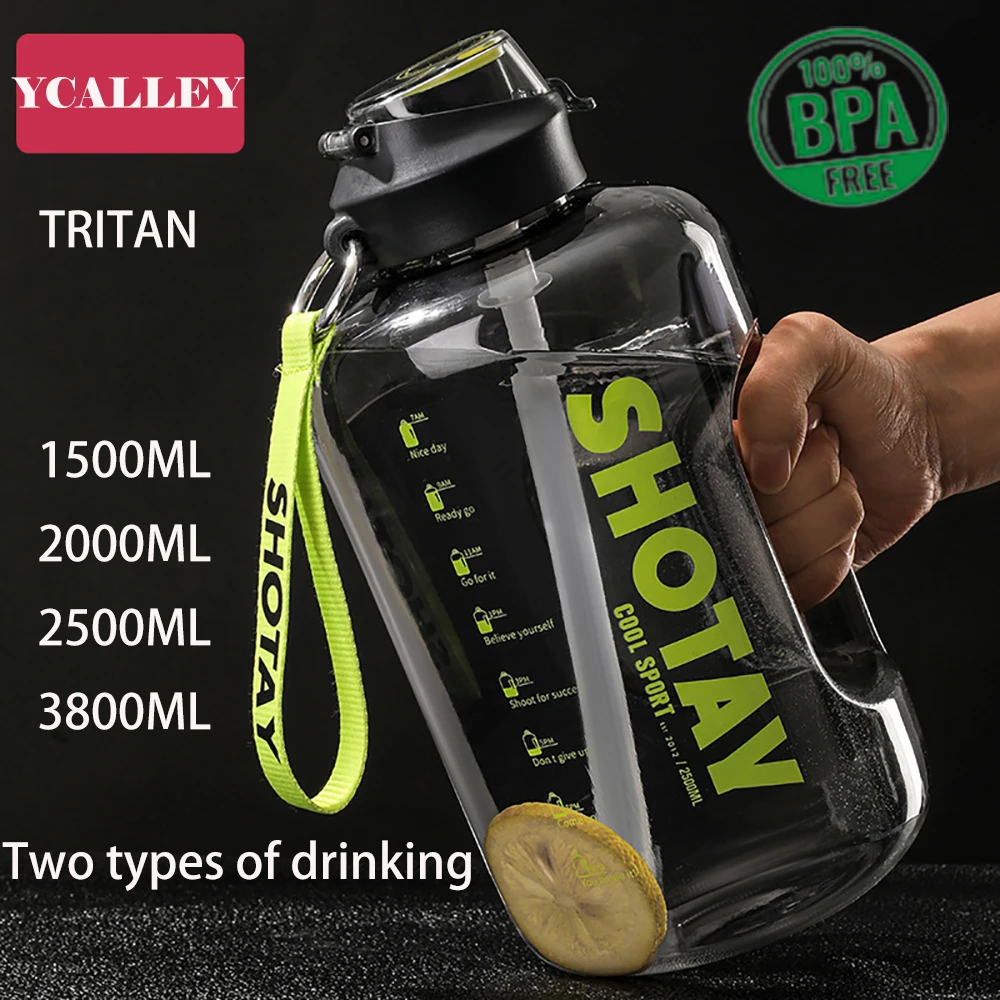 

Gallon Sports Water Bottle With Straw 1.5L 2.5L 3.8L Tritan BPA Free Drinking Bottle Portable Fitness Cup Water Bottles 2 Liters