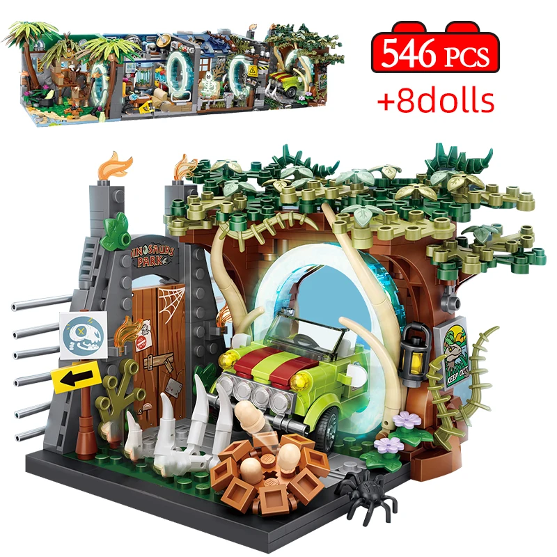 

546pcs Mini City Space Travel House Jurassic Architecture Building Blocks Friends Ancient Figures Bricks Toys for Kids Gifts