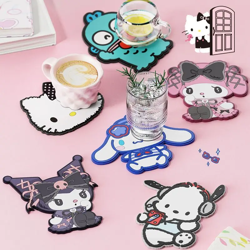 

sanrio Kuromi My melody Cinnamoroll Hello kitty creative cute and exquisite coaster ornaments simple cartoon anime water cup mat