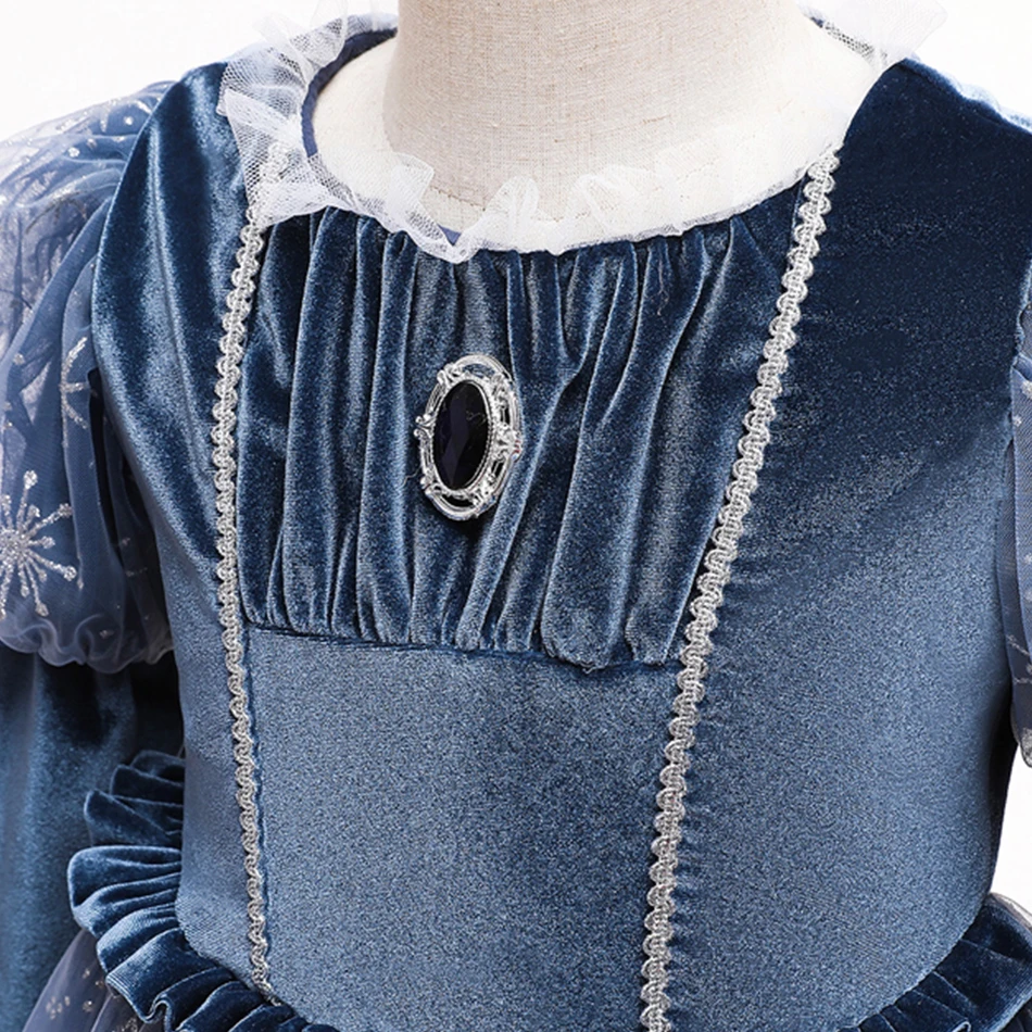 Эльза осенне-зимняя одежда с длинными рукавами для девочек платье принцессы