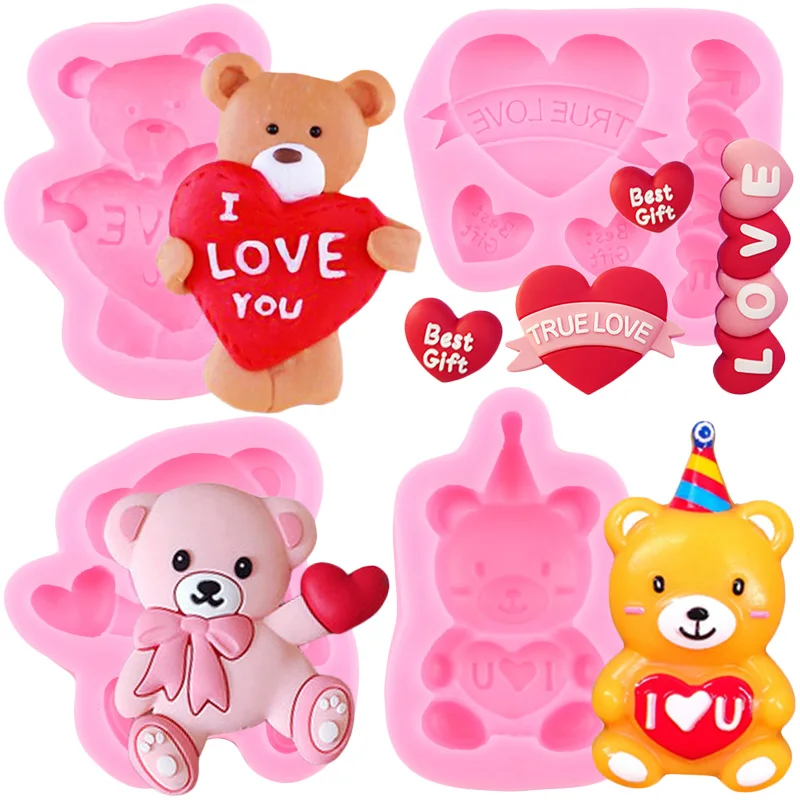 

3D Bear Silicone Cake Mold Fondant Cake Decorating Tools Candy Chocolate Gumpaste Mould Cupcake Topper DIY Baking Accessories