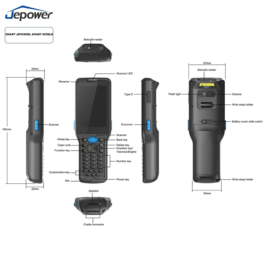 Фото Высококачественный PDA V350 с экраном 3,5 дюйма, 4G+64G, камерой, сканером штрих-кодов, NFC, IP65, для логистики/склада/магазина, на базе Android №2