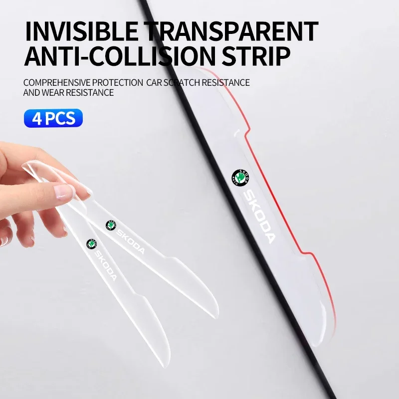 4 шт. прозрачные наклейки на двери автомобиля Skoda Rapid Kodiaq Fabia Karoq Laura Superb 2 VRS Octavia