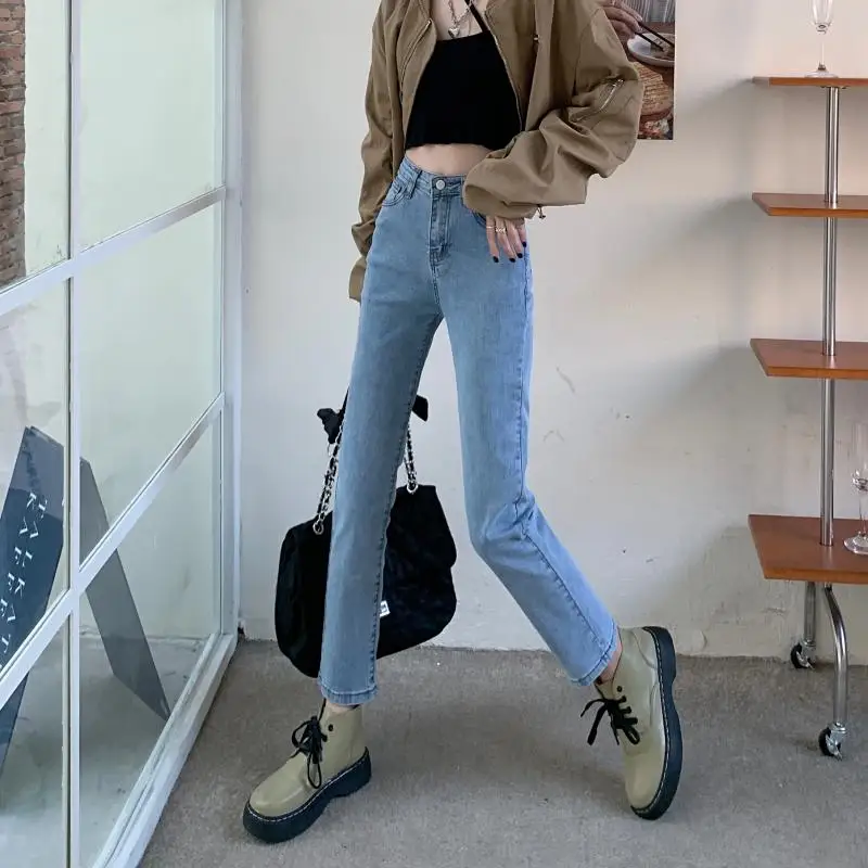 

N2078 New Retro High Waist Straight Pants Small Pants Women's Jeans