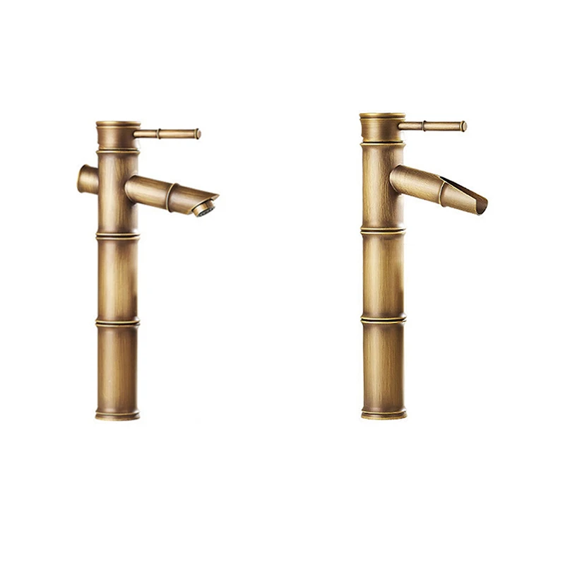 

Basin Faucet,Antique Brass Bamboo Style Faucet Vintage Bronze Finish Sink Faucet Single Handle Hot And Cold Water Tap
