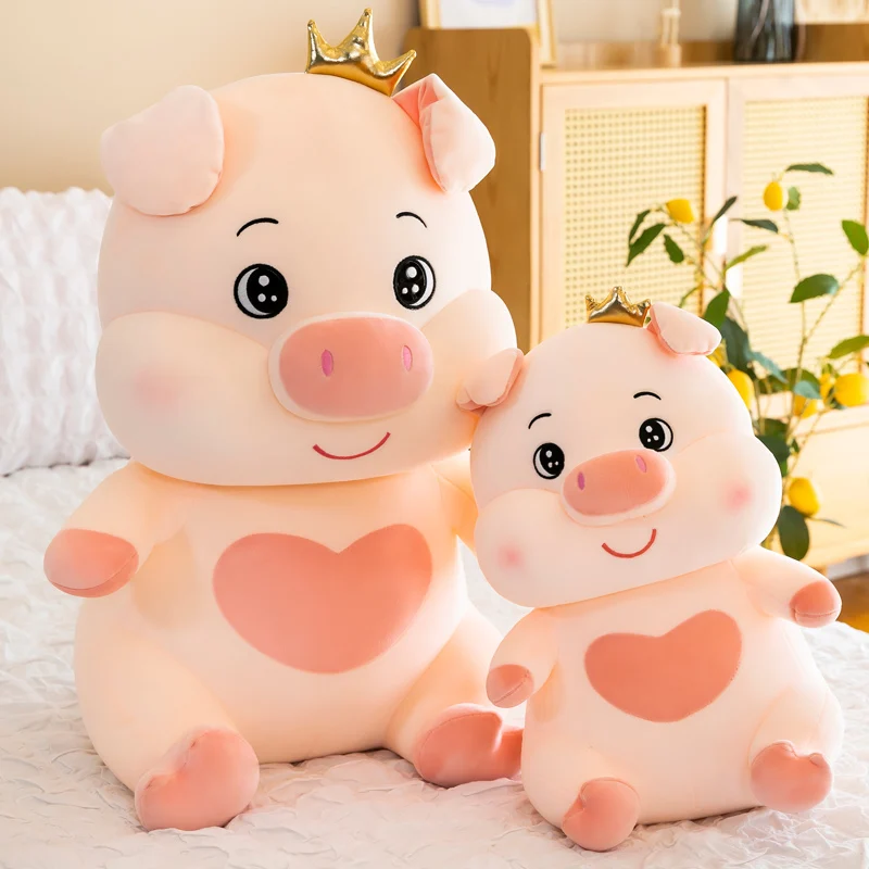 

Милая мультяшная плюшевая игрушка свинка 30-60 см, кавайная корона, толстая свинка, кукла, мягкая набивная подушка в виде животного, подарок на...