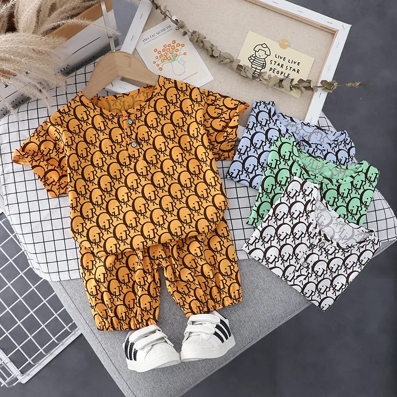 2021 Baby Boys Summer Clothing Toddler Girls Letter  Printing 2-pieces Set Infant O-neck Outfits for Baby Boy Toddler Tracksuits