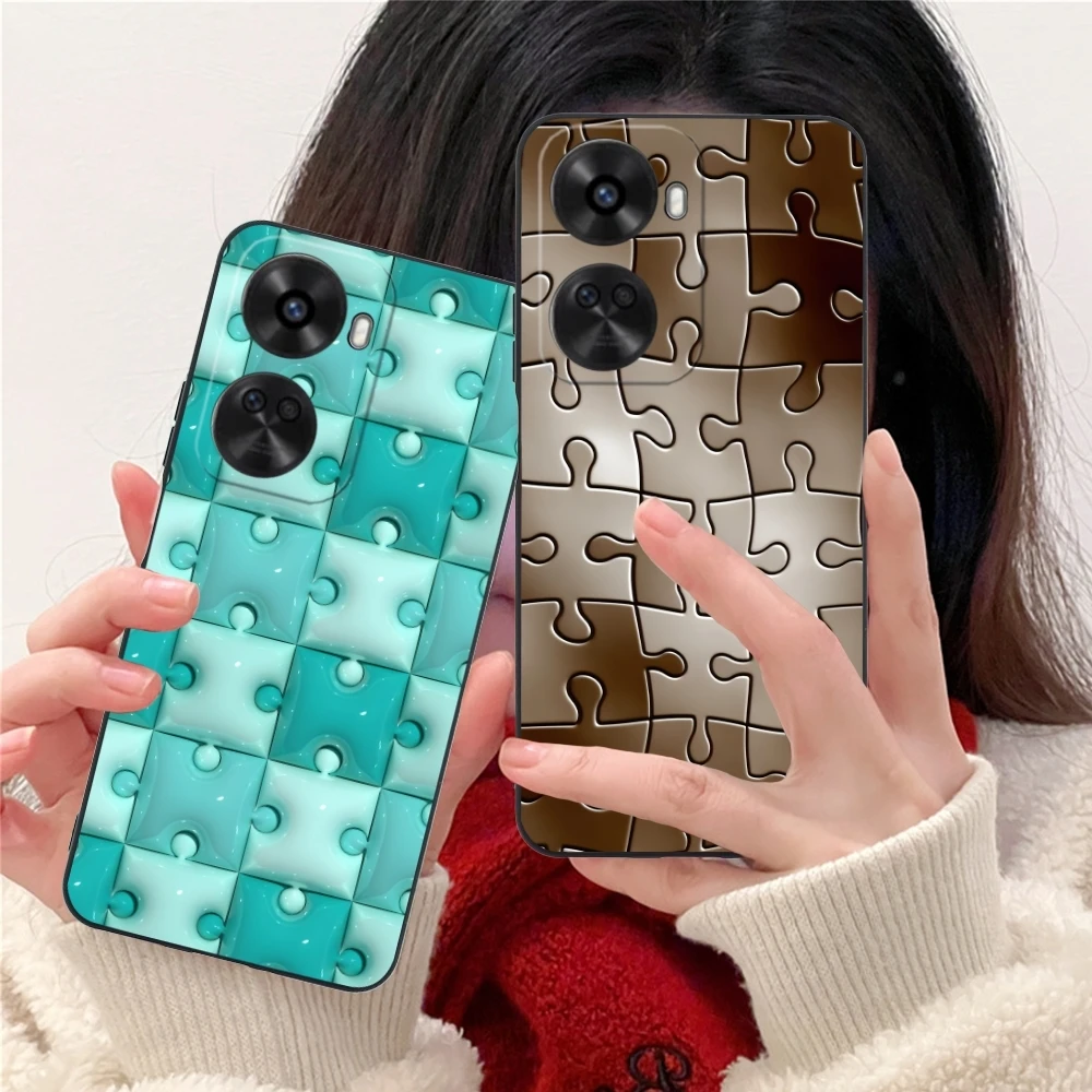 Модный красивый чехол для мобильного телефона Puzzle Huawei Nova 12 11 10 9 8 7 Pro SE 5G черный