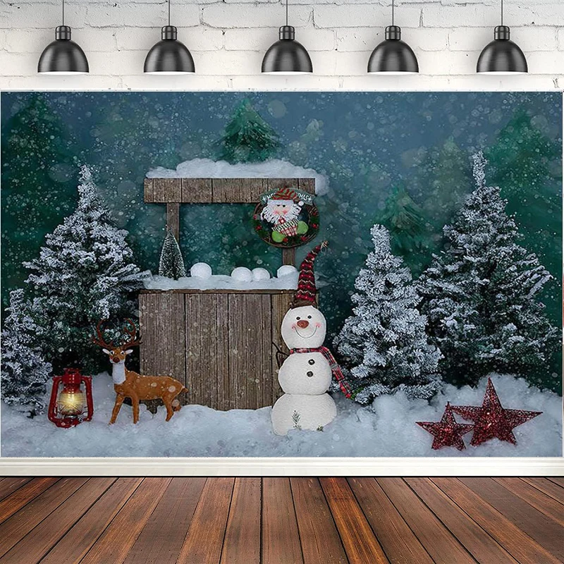 

Photography Backdrop Winter Snowflake Snowman Christmas Tree Portrait Background Baby Shower Birthday Party Decor Banner Poster