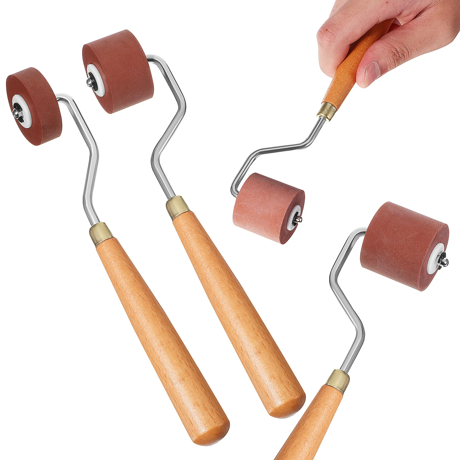 

3pcs Rubber Rollers Paint Brush Printmaking Brayer Rollers Stamping Gluing Tools (1cm, 2cm, 3cm)