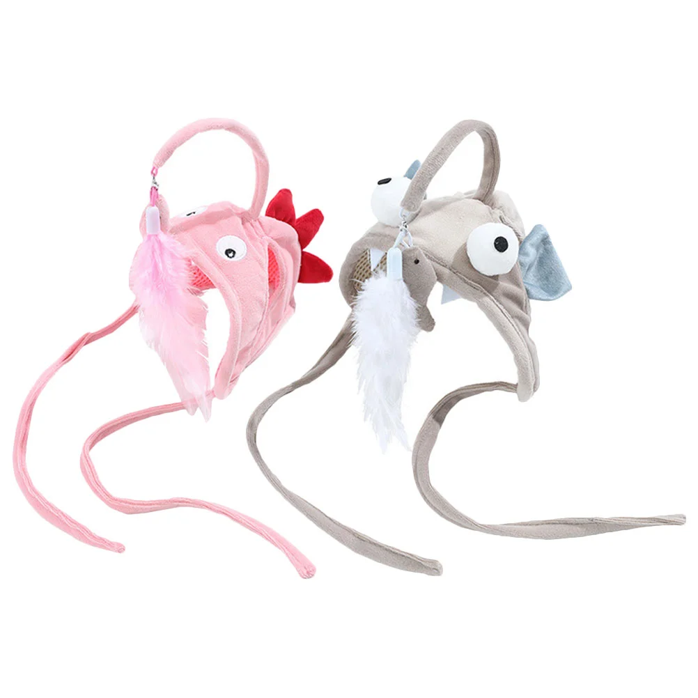 

Cat Toy Teaser Teasing Wand Stick Hat Toys Costume Hats Cats Pole Dog Interactive Pet Funny Wearing Head Indoor Flirting Catcher