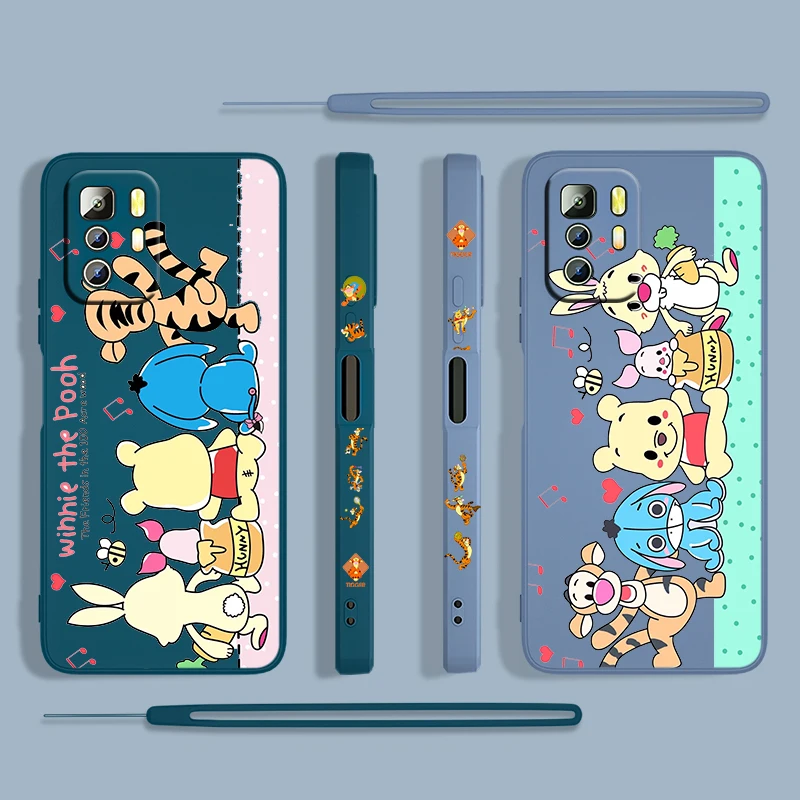 

Disney Winnie the Pooh Boy Phone Case For Xiaomi Redmi Note 11 11S 10 10S 9 9S 9T 8 8T 7 5 Pro 5G Liquid Left Rope Capa Silicone