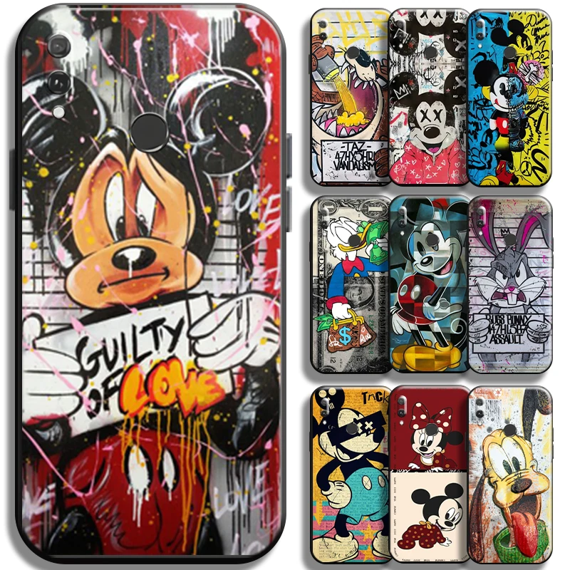 

Disney Mickey Duck Graffiti For Huawei Y9 Prime Y9 2019 Y9A Phone Case Back Carcasa Liquid Silicon Cases Funda Shockproof Coque