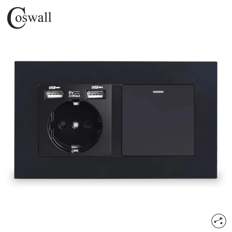 COSWALL Европейская Россия Испания настенная розетка с 2 USB-портами для зарядки + 1 Gang