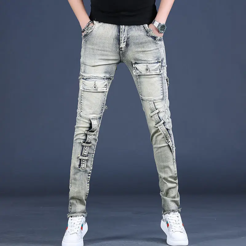 

2022 Men Straight Jeans Korean Style Fashion Slim Fit Men Denim Pants Spring Autumn High Quality Casual Jeans Trousers Z162