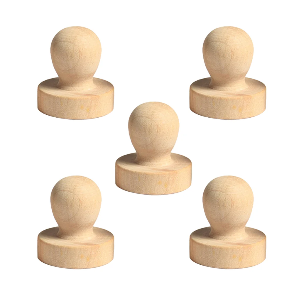 

5 Pcs DIY Stamp Wooden Seal Flower Crafts Kids Vintage Cabinet Knobs Sealing Wax