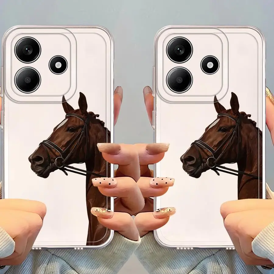 Фото Мягкий чехол для телефона Xiaomi Redmi Note 15 11 A4 A7 14C 12 9 10 Note 13 14 Pro Plus 11S 13C 10S 12S с рисунком животного (лошадь) №5