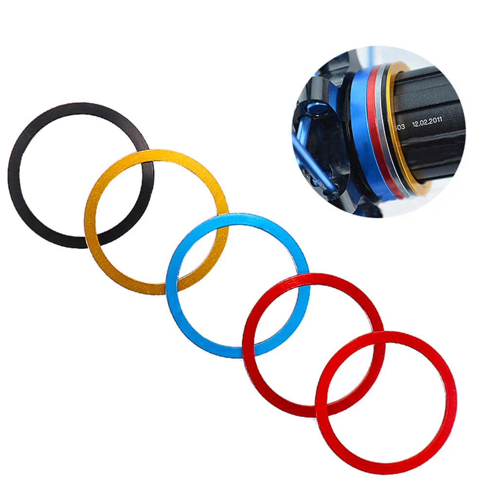 

5pcs Bicycle Bike Axis Washers 1/1.5/2/2.5/3mm Aluminium Alloy Cassette Flywheel Hub Spacer Bicycle Bottom Bracket Gaskets