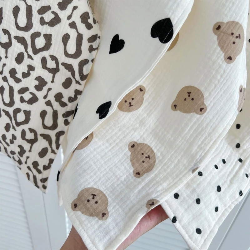 1pc Cotton Gauze Baby Face Towel Cartoon Muslin Newborn Burp Cloth Square Towels 4 Layers Thick Kids Handkerchief Baby Washcloth images - 6