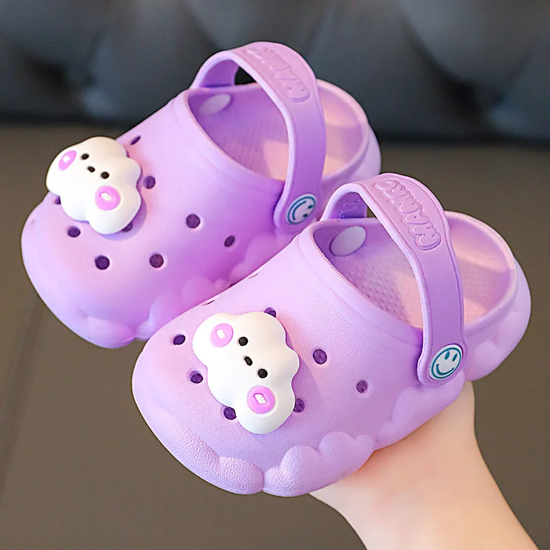 Женские летние детские тапочки Сандалии Baotou для девочек и мальчиков с рисунком