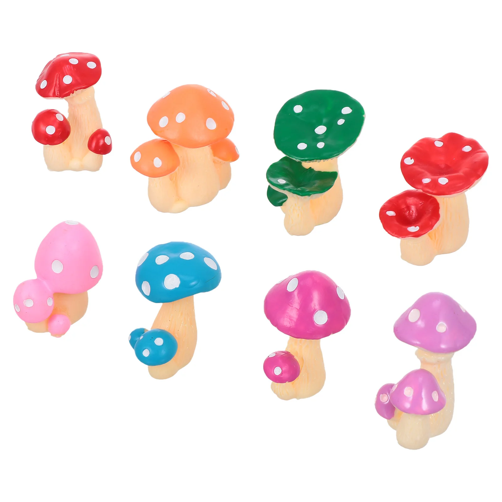 

8 Pcs Mushroom Micro Landscape Fairy Garden Resin Figurines Terrarium Decorations Cake Toppers Fish Tank Buildings