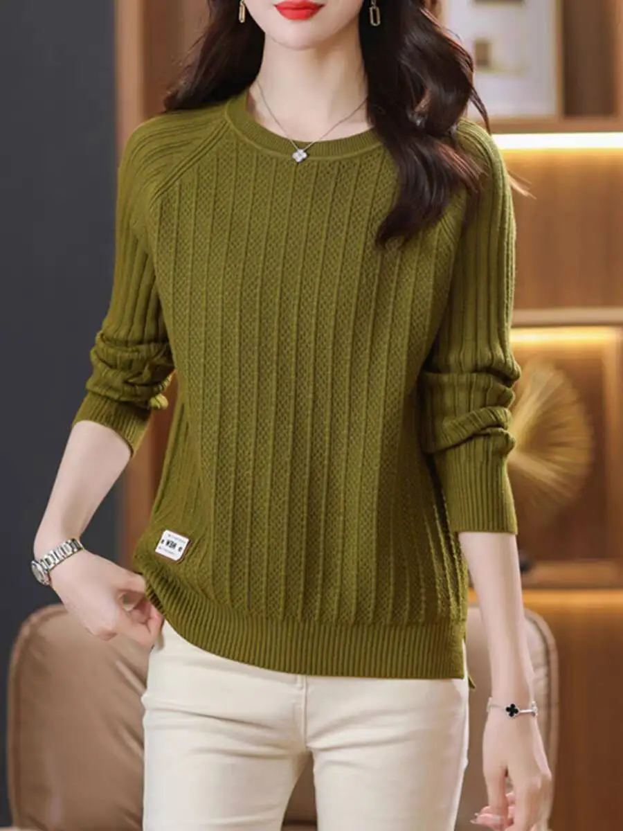 Женский Универсальный однотонный пуловер шерстяной свитер высокого качества с