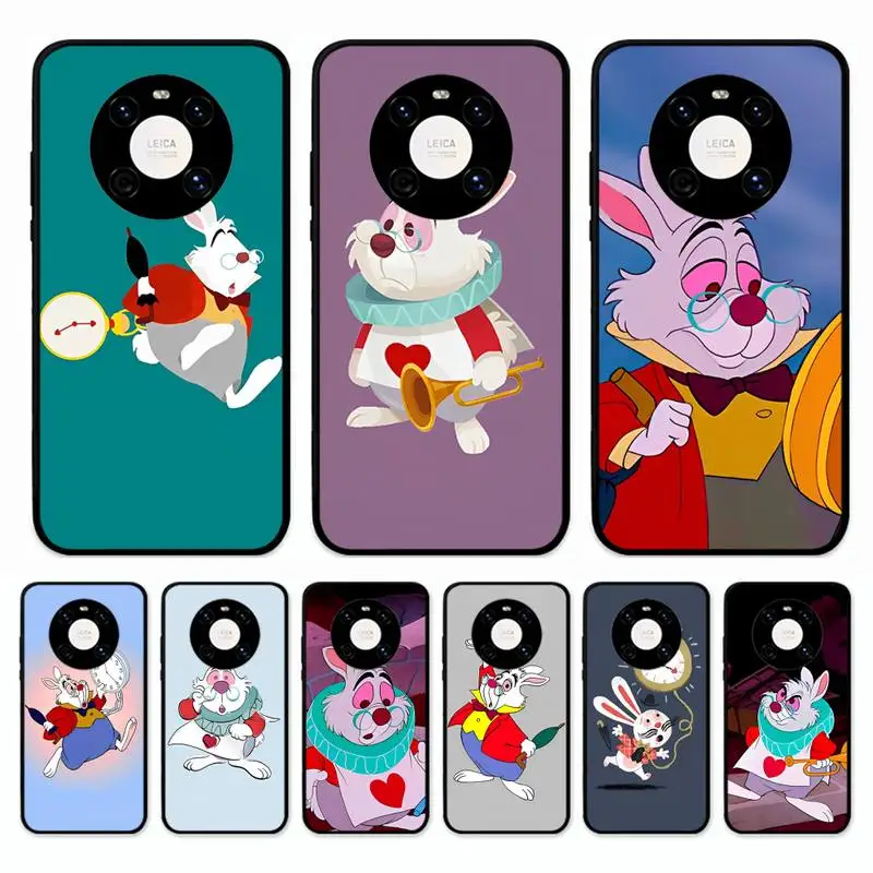 

Disney White Rabbit Alice in Wonderland Phone Case for Huawei Mate 20 10 9 40 30 lite pro X Nova 2 3i 7se