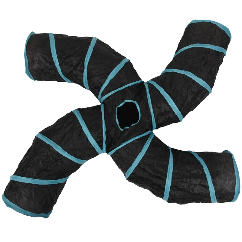 

Pet Cat Tunnel Toys 4 Way,Indoors Collapsible Cat Tunnels Tubes with Storage Bag,Large Cat Tunnel Play Toy Crinkle for Kitty, Pu