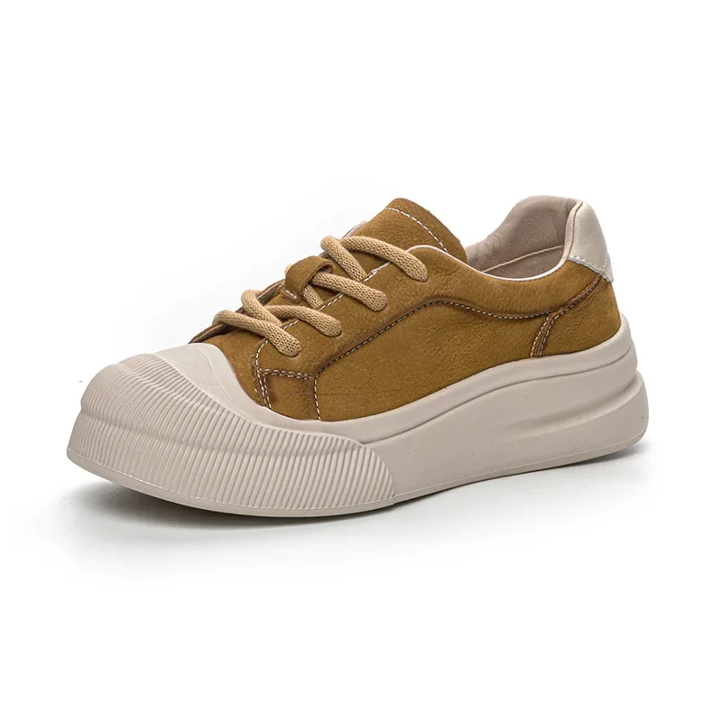 Женские туфли первого слоя из воловьей кожи с большой головкой новые белые