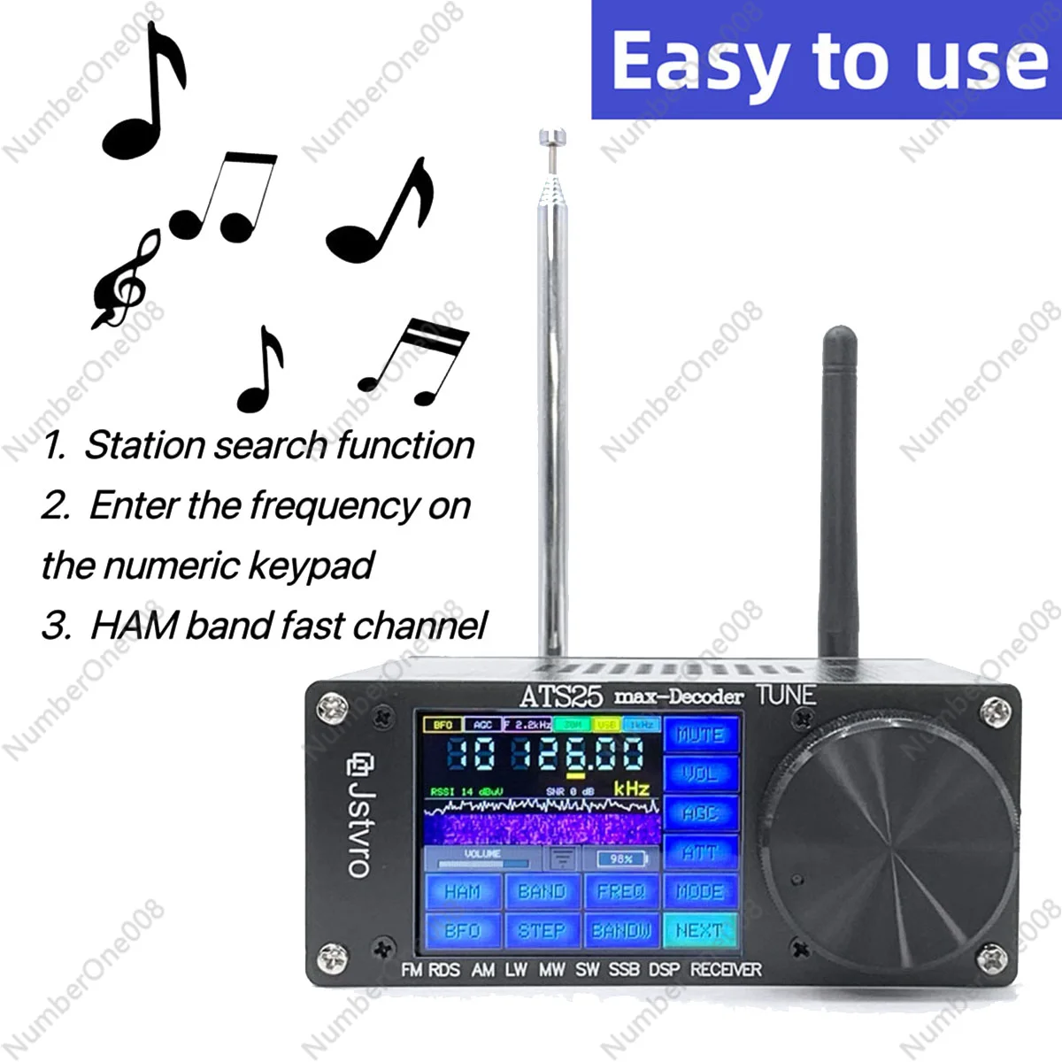 ATS-25Max-декодер SI4732 Полный радиоприемник DSP FM LW MW SW SSB 2 4-дюймовый сенсорный экран 64-108