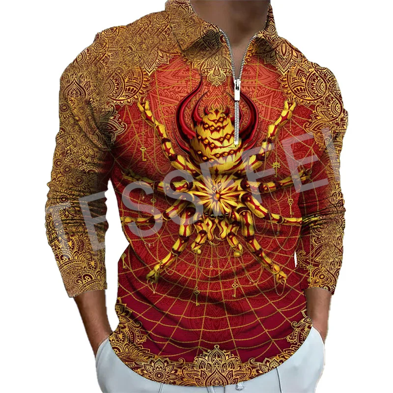 

NewFashion Skull Wolf Animal Cartoon Tattoo 3DPrint Harajuku Winter Autumn Casual Shirts Streetwear Zipper Polo Long Sleeves X5